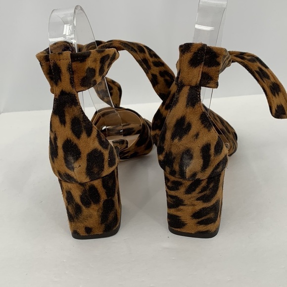 Marion Parke Bella ankle tie suede leopard sandal shoe block heel new 37 7 - Picture 6 of 7